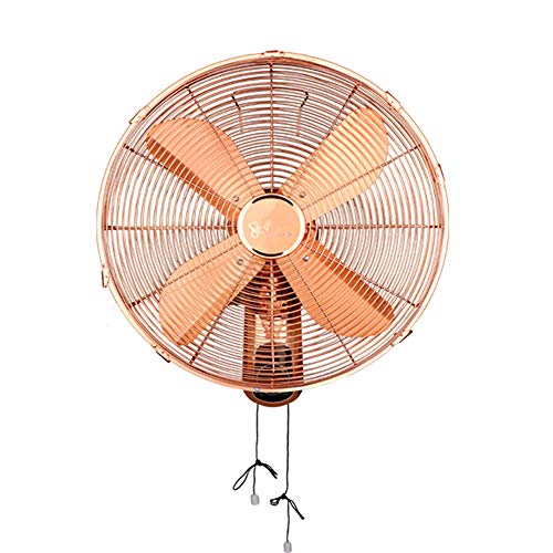 Fans Ventilador de Pared de 16 Pulgadas, hogar, Oficina, Restaurante Ventilador silencioso, Ventiladores Industrial Vintage, Cuchilla de Metal, Cobre Rojo
