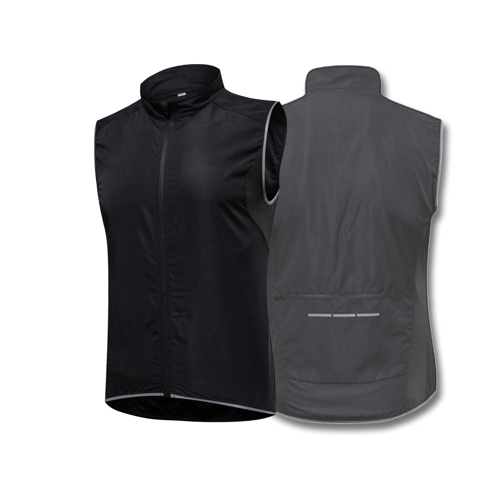 Kamizelka rowerowa unisex Wiatroszczelna kamizelka bez rękawów Lekka, oddychająca kurtka rowerowa Kamizelka Odblaskowa kamizelka rowerowa z 3 kieszeniami do chodzenia i biegania MTB,Black-S