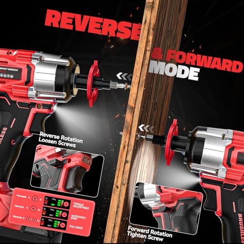 Image of DIYtoolifz Cordless Impact Wrench 1 /2 inch Compatible with Milwaukee 18v Battery (Bare Tool), 300 FT-LBS Brushless Impact Driver, Portable Electric Impact Gun with LED Work Light, 3-Speed Control