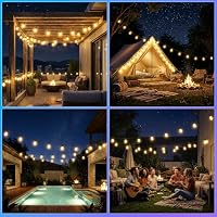 LED Lichterkette Außen Strom Weihnachten - 21M Bunt RGB Farbwechsel Glühbirnen IP65 Wetterfest Outdoor Fernbedienung Retro Color Fairy Light Aussen für Party Terrasse Biergarten Pavillon Balkon Garten – Ansicht 7