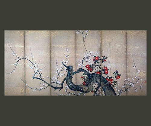 Amazon.co.jp: 鈴木其一『 梅椿図屏風 』のマウスパッド：フォトパッド
