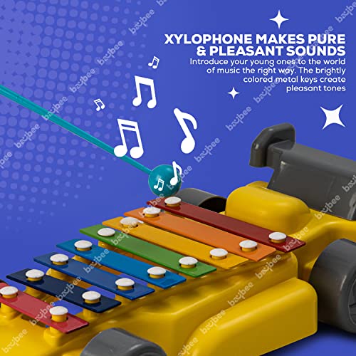 Image of Baybee Baby Musical Toy Xylophone Piano Set for Kids | Colorful Sound Keyboard Instrument for Early Learning, Motor Skills & Hand Eye Coordination | Educational Gift for Boys & Girls (Car)