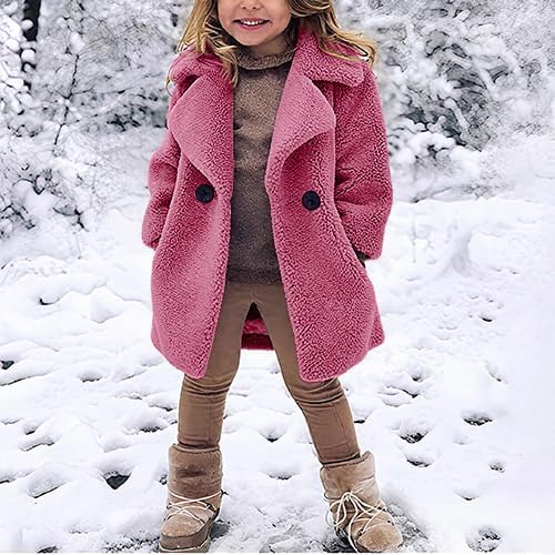 rrhss Baby Girls Faux Fur Teddy Long Coat Toddler Kids Winter Fleece Jacket Warm Outwear Clothes - Image 2