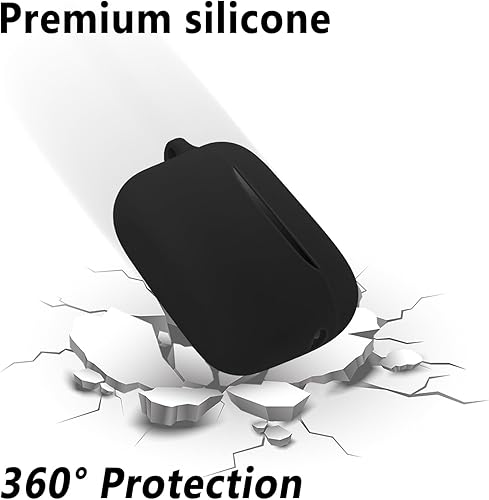 Vista 3 de Geiomoo Funda de silicona para Anker Soundcore A20i, funda protectora con mosquetón (negro)