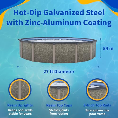 Image of Riviera 27-ft Round 54-in Deep 8-in Top Rail Metal Wall Swimming Pool Package