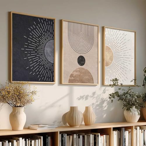 Image of Kalit Kala Decor Painting Boho Wall Art Home Decoration Paintings With Frame For Living Room Bed Room Hotel Wall Decor Digital Reprint Set of 3 (19X25 inch)