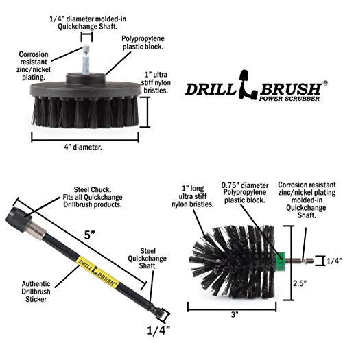 Image of Household Supplies: Grill Brush Drill Set Power Scrubber Kit - Cordless Electric Spin Scrubber for BBQ Cleaning, Fireplace Grates & More - Rust Remover - No-Wire Design Included in Cleaning Tools Set