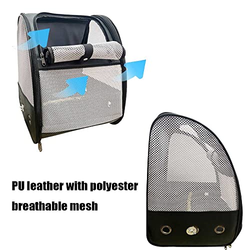Bird-Cage-Breathable-Carrier-Backpack-Lightweight-Bird-Carrier-PU-Polyester-Mesh-with-Bird-Perch-Parakeet-Parrot-Stand-Natural-WoodFoldable-Lightweight-Outdoor-Travel-Multi-Purpose-Pet-Bag