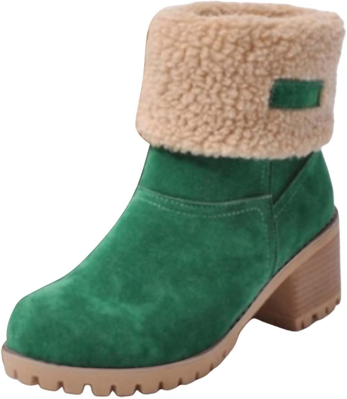Ladies Boots Winter Snow Boots Warm Fur Lined Mid Boots Casual Comfort Chunky Heel Walking Booots Non Slip Ankle Boots Waterproof Wedge Work Boots Black Snow Boots Cushion Round Toe Boots