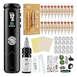 Dragonhawk A1 Pro Kit Complet de Machine à Tatouer Rotative Sans Fil 4,0 mm Stroke Length avec Batterie 2000 mAh et 20 Aiguilles Ensemble Débutant