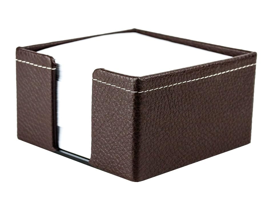 DELMON VARONE Zettelkasten Premium Leder Soft Grain braun Zettelbox 500 Blatt Papier Notizklotz Echtleder Box Schreibtisch Büro
