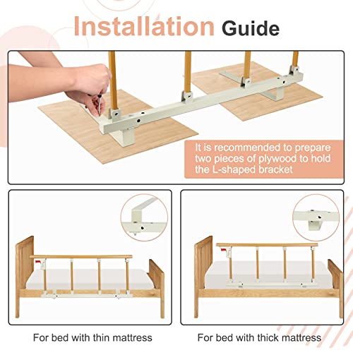 Bed Safety Railing Safety Handrail For The Elderly, Pregnant Women, Disabled People Home Foldable Wood Grain Bed Auxiliary Handle To Prevent Falls (48.5 * 16 Yellow) #TOP4
