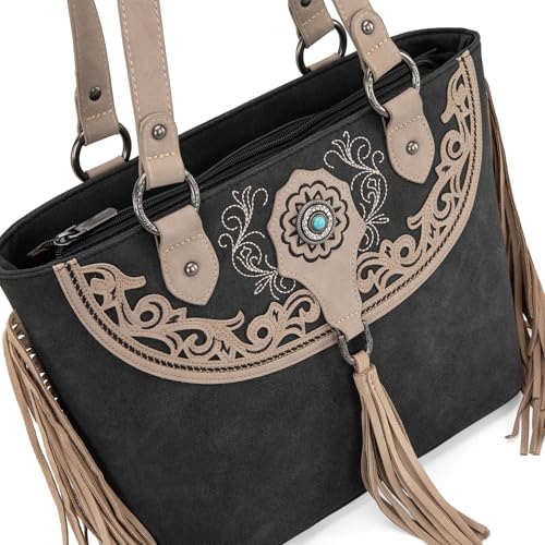 Image of Montana West Aztec Tote Bag for Women Embroidered Western Shoulder Purse and Wallet Set
