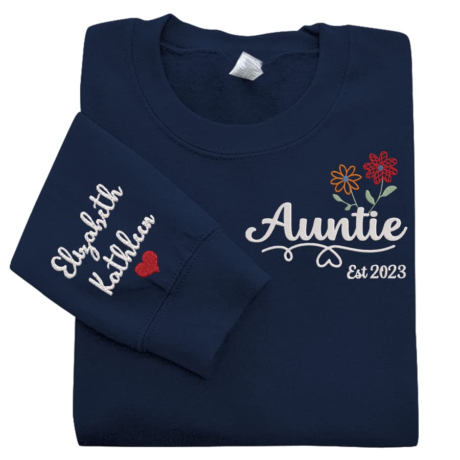 Personalized Auntie Sweatshirt, Flower Auntie Sweatshirt for Women, embroirded Sweatshirts, Auntie Gifts from Niece, Auntie Mothers Day4