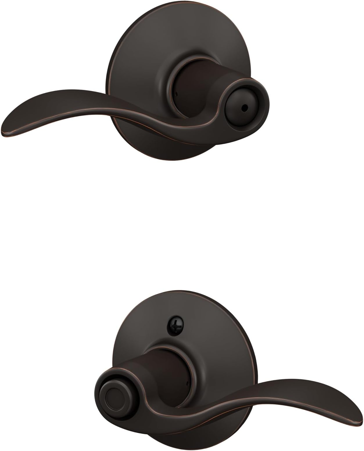 Schlage F40 ACC 716 Accent Door Lever, Bed & Bath Privacy Lock, Aged Bronze