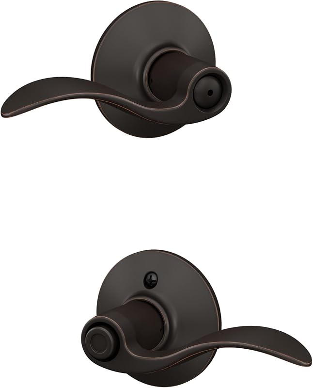 Schlage F40 ACC 716 Accent Door Lever, Bed & Bath Privacy Lock, Aged Bronze