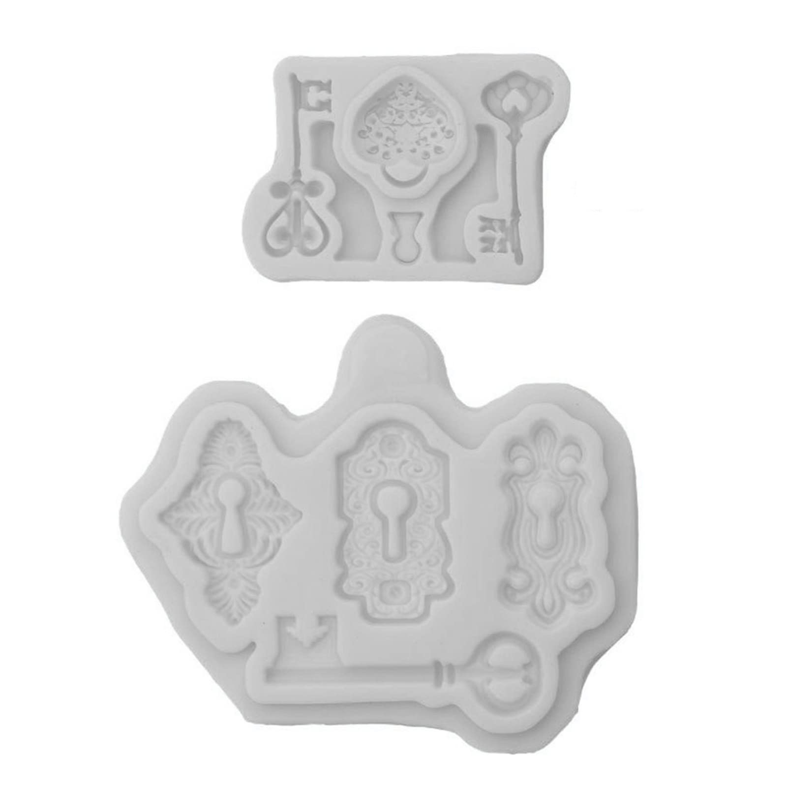 Hredwep 2Pcs Vintage for Cake Fondant Mold Keyhole Silicone Mold for Cake Decor Sugarcraft Chocolate Epoxy Resin