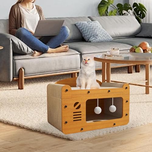 Griffoir pour chat et chaton : lit griffoir d'intérieur 2 en 1 pour meuler les griffes - 6