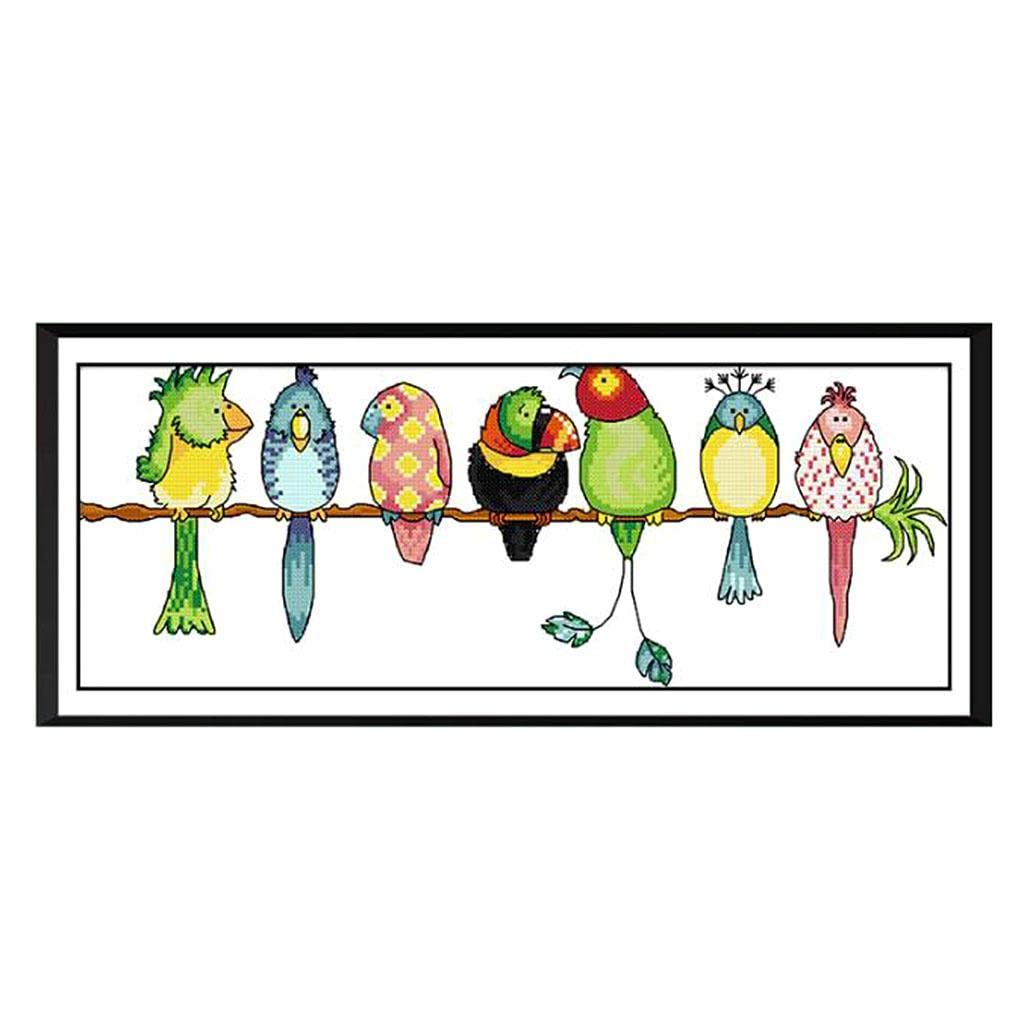 MYADDICTION Colorful Parrots Stamped Cross Stitch Kit DIY Handmade Needlework 11CT 57Ã—24cm-image-47