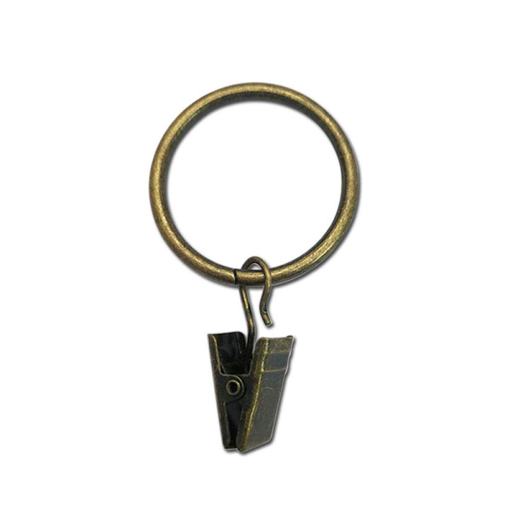 Lot de 100 pinces à rideaux avec anneaux, anneaux de rideaux de 25 mm avec clips de diamètre interne, pour fenêtres, salle de bains, cuisine à domicile -Fog silver_3.0*25 diamètre intérieur (bronze