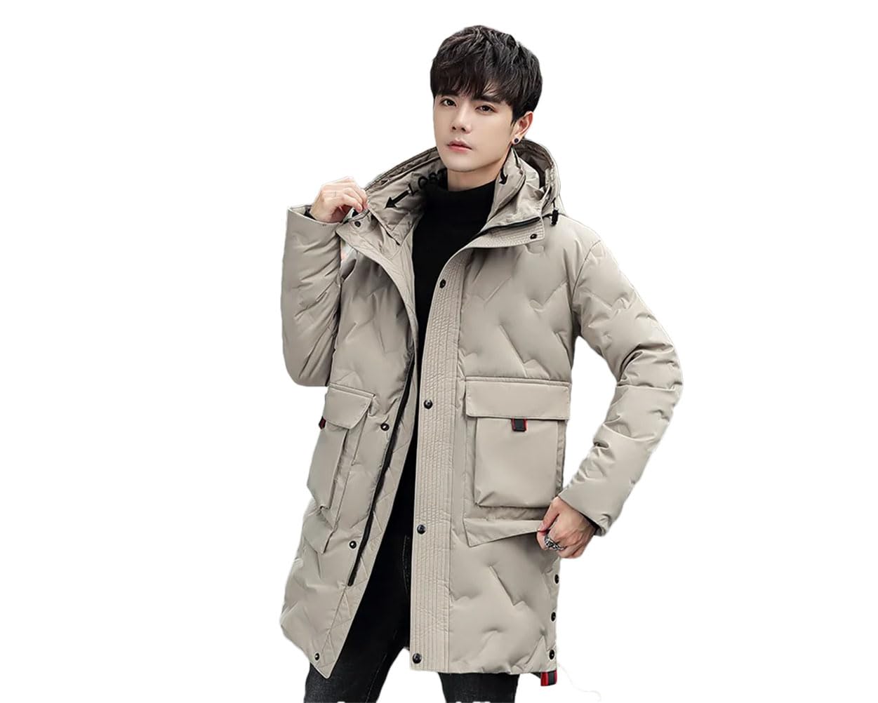 REHJJDFD Men Down Jacket Men Long Jackets Warm Lightweight White Duck Down Coats Male Streetwear Overcoats Unisex Down