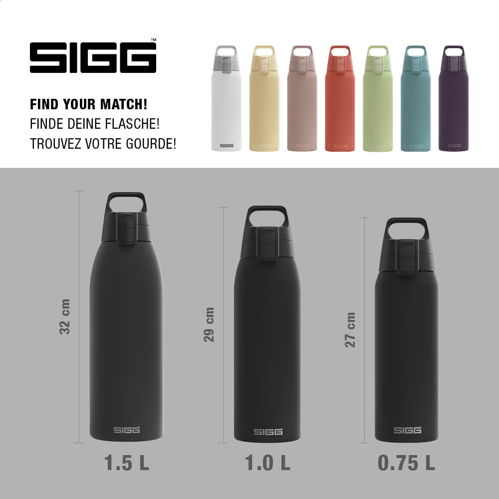 SIGG - Izolowana butelka na napoje – Shield Therm One Black – nadaje się do napojów gazowanych – szczelna – nadaje się do mycia w zmywarce – nie zawiera BPA – 90% stal nierdzewna z recyklingu – czarna
