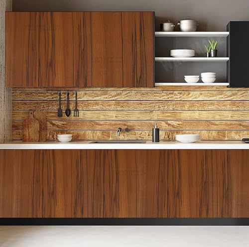Image of HOME13 Self Adhesive Wood Grain Wallpaper for Furniture Vinyl Sticker Wooden Door Desktop Wall Paper Kitchen Wallpaper (2 feet by 12 feet, Black Brown Wooden)
