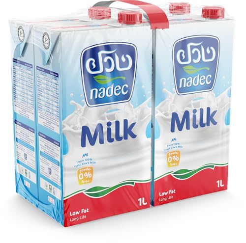 حليب تيترا قليل الدسم يو اتش تي من ناديك، 4 × 1 لتر - عبوة م...