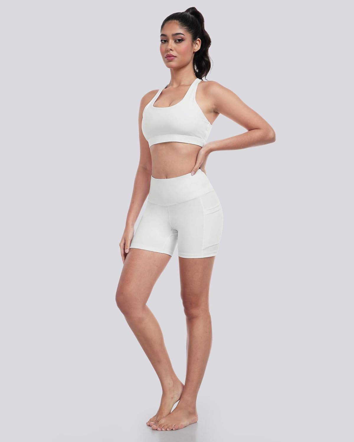 LZYVOO Biker Spandex Shorts Women, High Waisted Tummy Control Workout Yoga Shorts with Pockets - Image 4