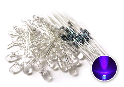 microtivity IL162 5mm Clear Violet LED w/Resistors (Pack of 30)