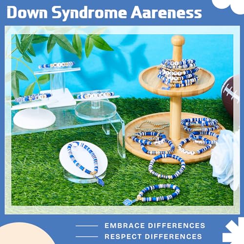 28 Pcs Football Game Day School Spirit Items Bracelets - 7 Styles Sport Stackbale Stretch Clay Blue Beaded Bracelet Team Spirit Bangles - Football Mom Accessories Outfits Jewelry Gifts4