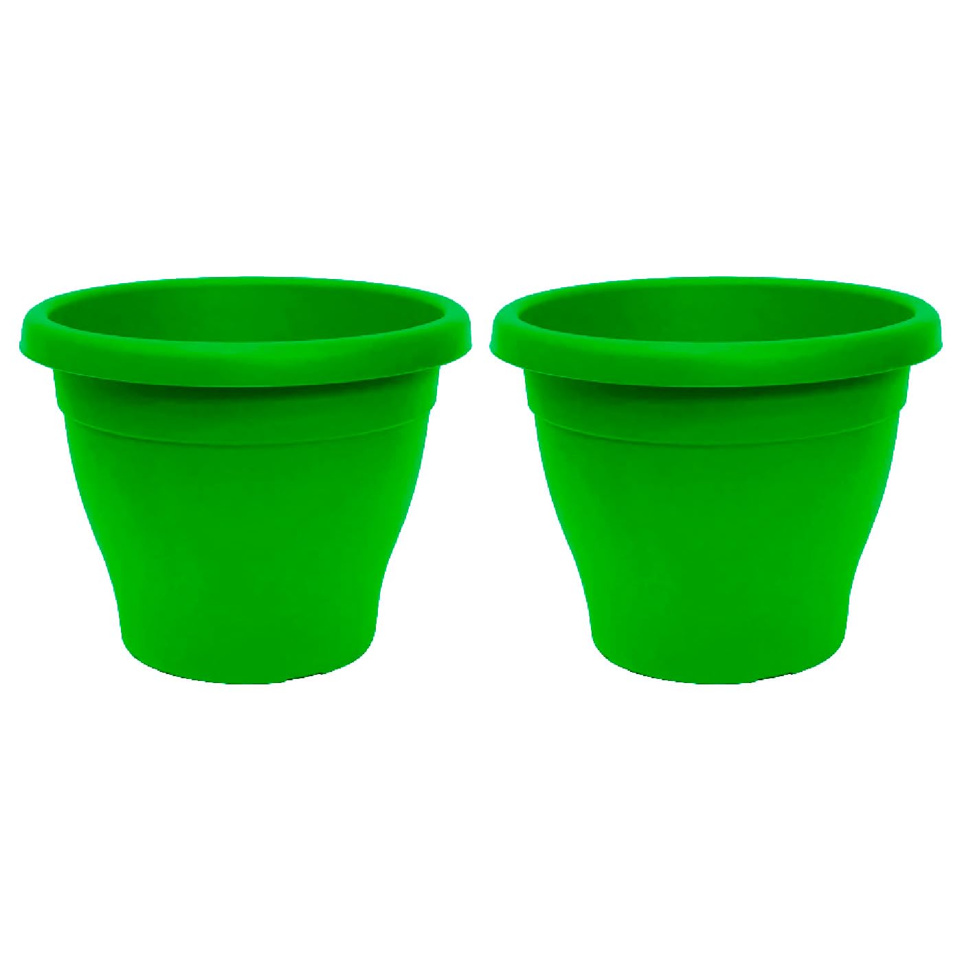 Acan Tradineur Vaso Rotondo In Plastica Per Piante - 35 Cm Di Diametro - Verde - Con Fori Di Drenaggio - 2 Pezzi