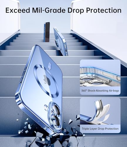 Image of mobistyle Silicone Designed For iPhone 16 Plus Luxury Electroplating Case [Magnetic Mag-Safe] [Integrated Lens Protection] Back Cover Case For iPhone 16 Plus (Mega-Safe Blue)