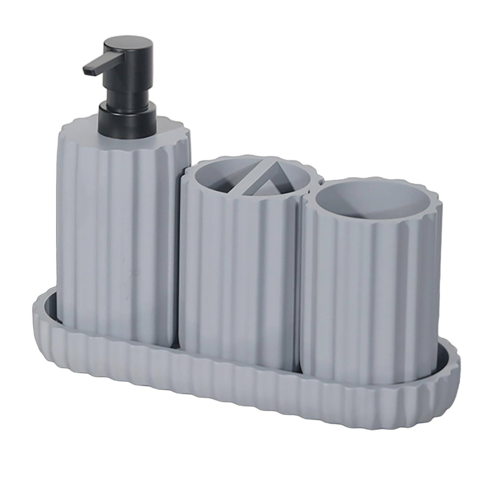 WEILWH Bathroom Accessories Set of 4 with Toothbrush Holder Soap Dispensers Vanity Tray Tumblers Countertop Organizers Bathroom Set