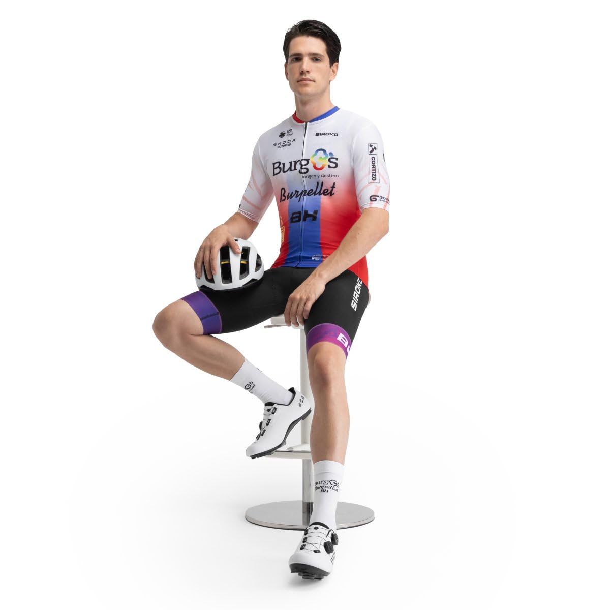 SIROKO Maillot de Manga Corta Burgos burpellet BH x BBBH Campeon Mongolia Blanco