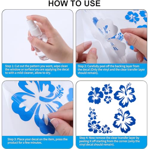 Image of GORGECRAFT 4 Sheets Hibiscus Flower Car Sticker Hawaiian Stickers and Decals Blue Reflective Stickers Waterproof Vinyl Automotive Exterior Decor for SUV Truck Motorcycle Doors Walls Laptop (Pack of 3)