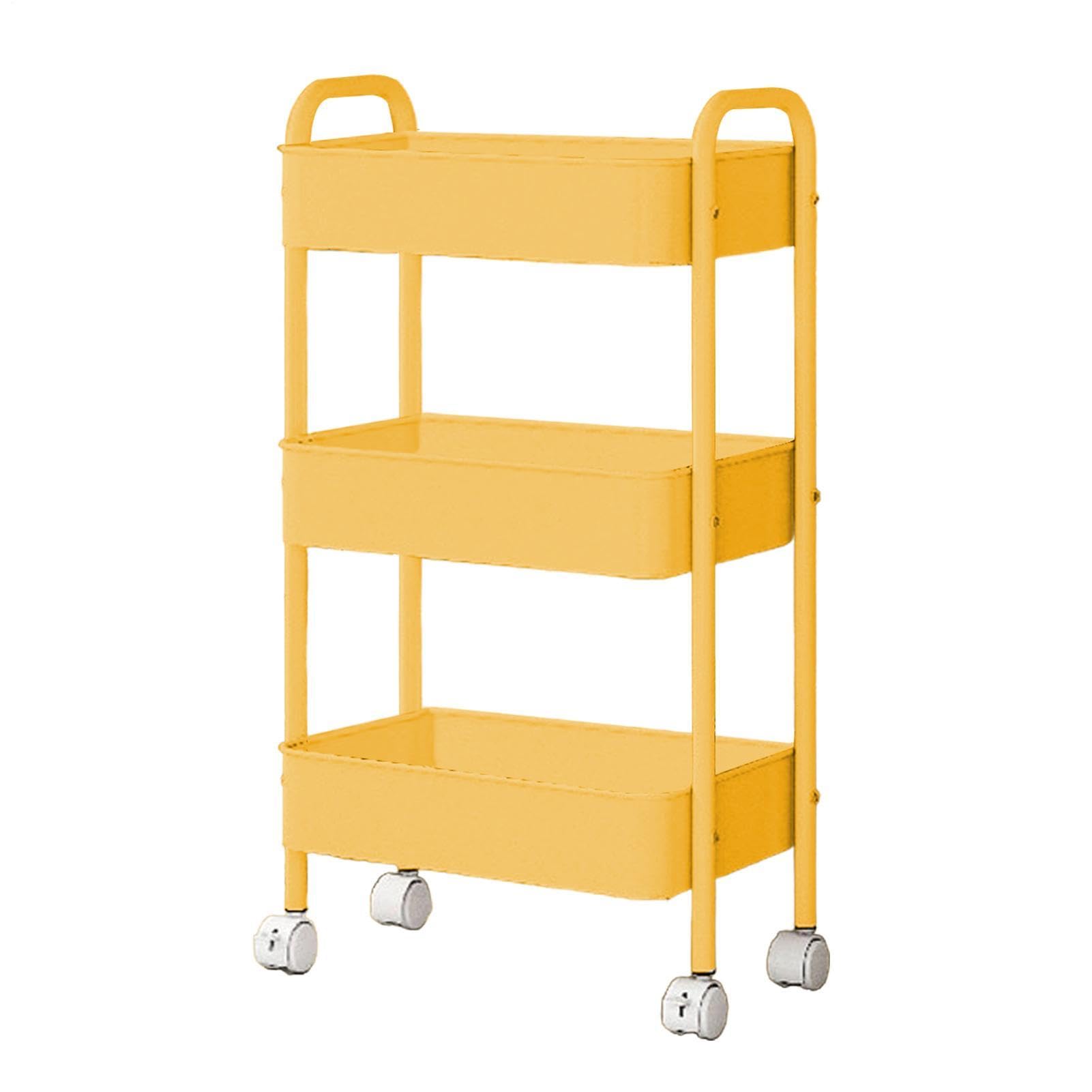 Carrello portaoggetti con ruote, 3 ripiani, | Carrello da cucina multifunzione per cucina, camera da letto, soggiorno, bagno