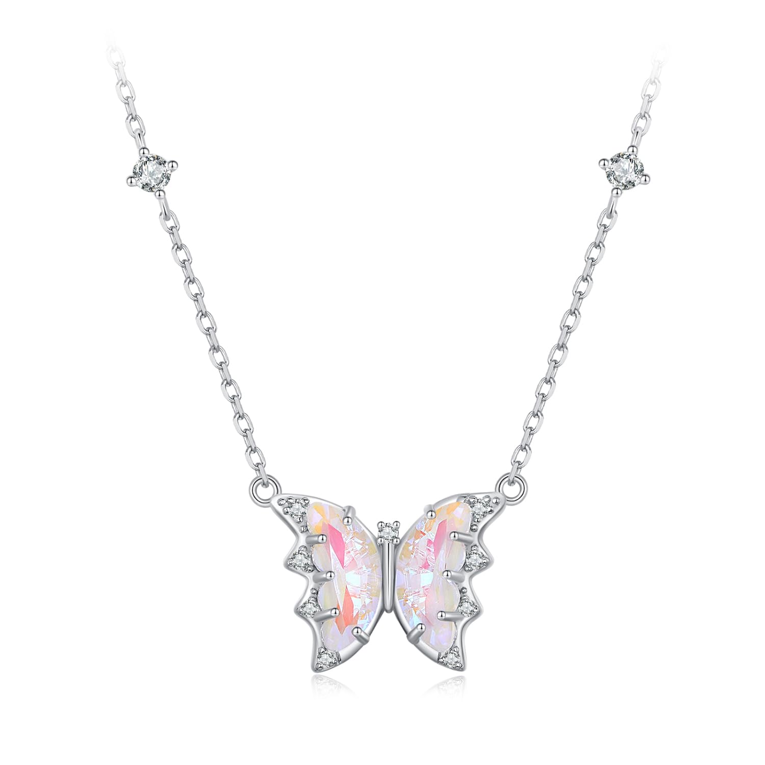 Collana con Ciondolo a Farfalla - Collana con Ciondolo Minimalista in Argento 925 per le Donne, Catena Regolabile