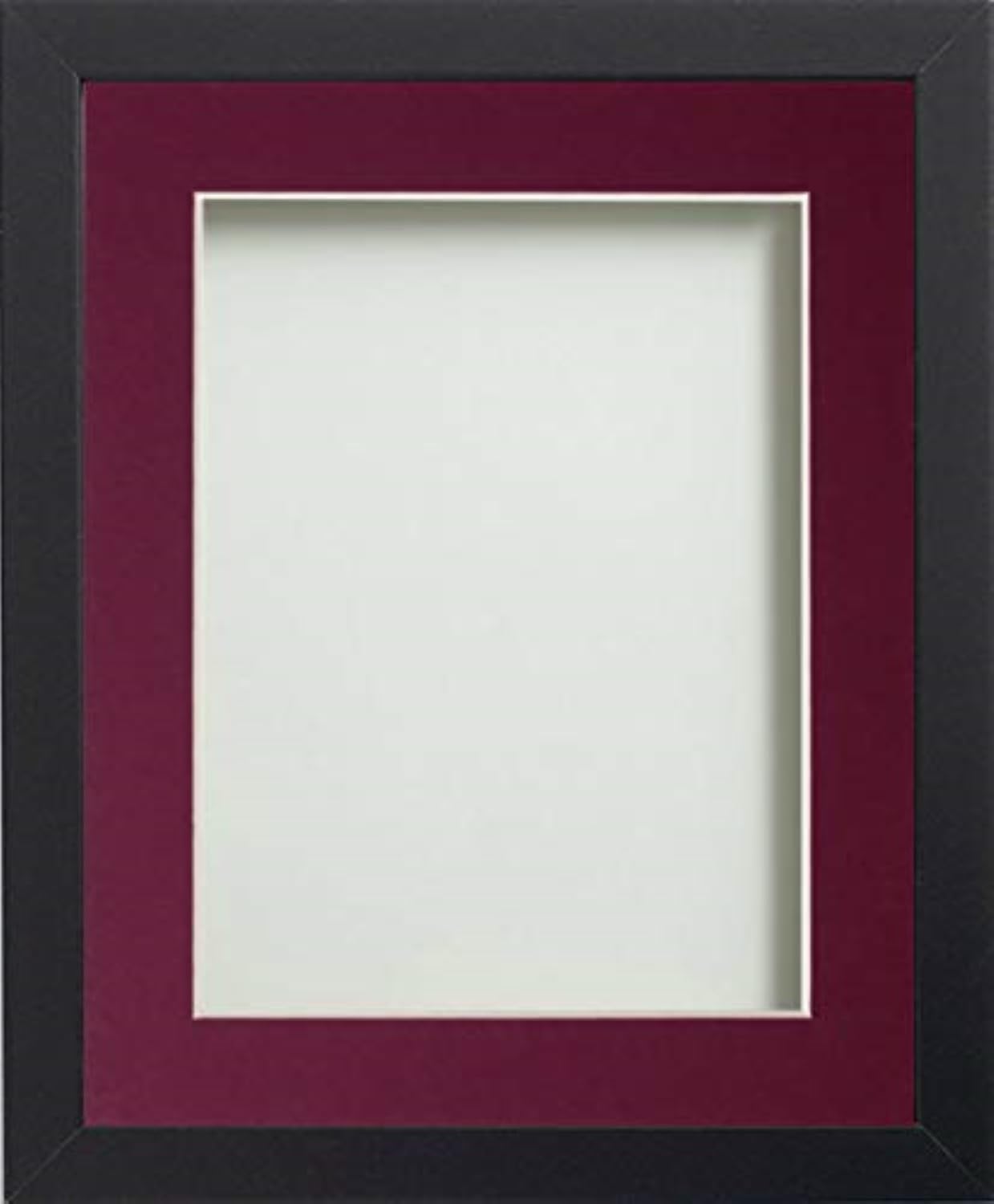 Frame Company Allington Black 16x12 inch Frame With Plum Mount For Image 12x10 inch *Choice of sizes* Fitted with Real Glass