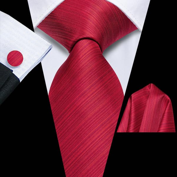 Image of Hi-Tie Men's Tie Lapel Pin Set Pocket Square Cufflinks Formal Woven Silk Tie Sets Wedding Party
