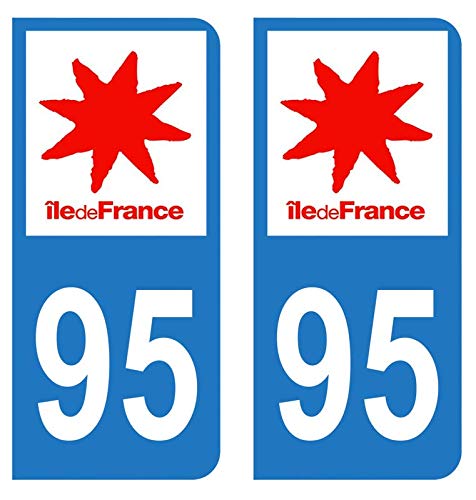 HADEXIA Autocollant Stickers Plaque immatriculation Voiture Auto département 95 Val-D'Oise Logo Région Ile-de-France Cover