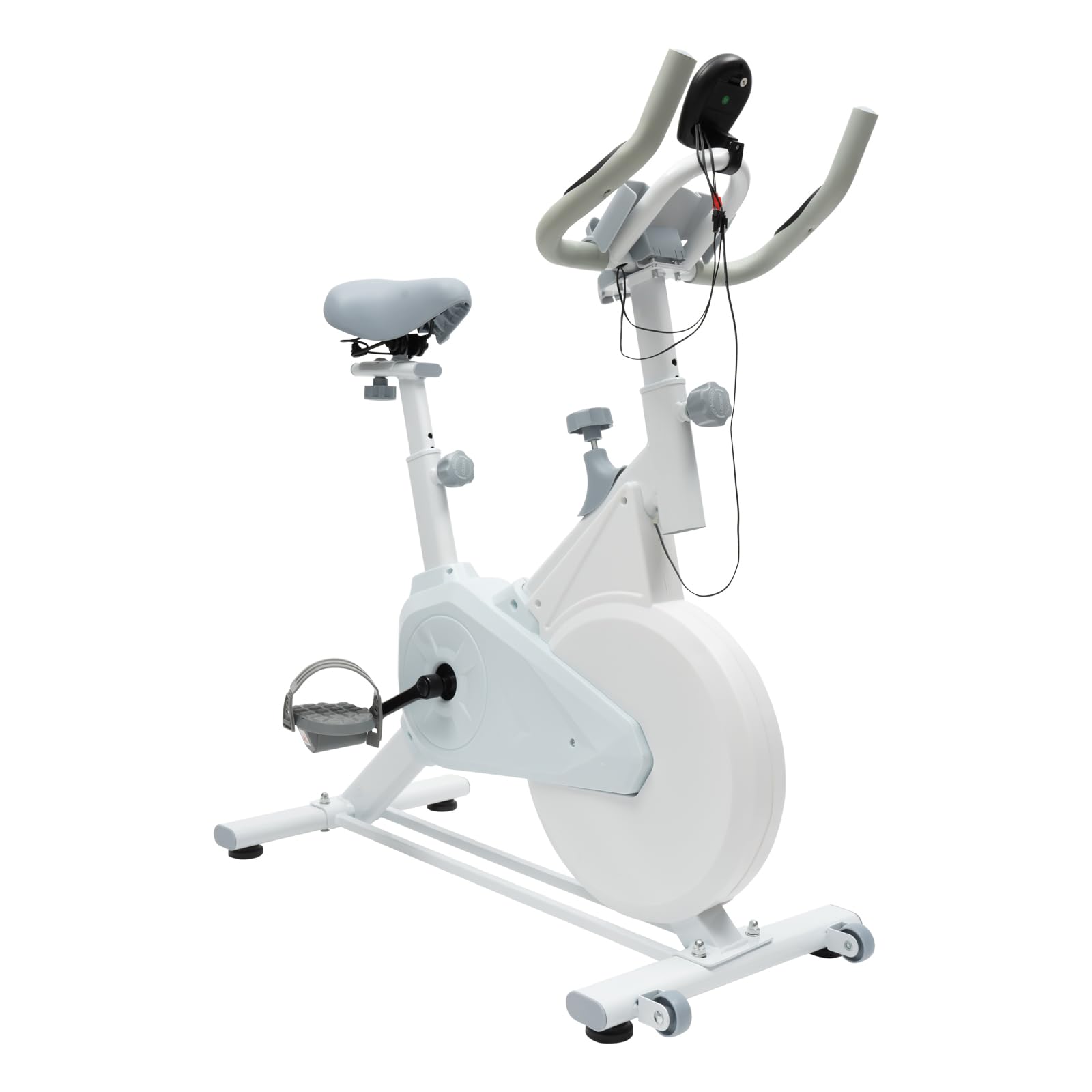 Exercise Bike Exercise Bike for Home Gym Use, White Home Indoor Cycling Trainer Adjustable Resistance Height Adjustable Seat Handlebars, LCD Monitor for Cardio Workout Strength Training
