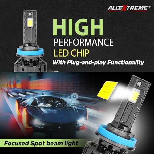 Image of AllExtreme H8 350W LED Headlight Bulb for Cars IP68 Water-Resistant Super Bright 6000K /35000LM Conversion Kit with 3 Copper Tube Heat Conduction System (1 Year Warranty, Set of 2)