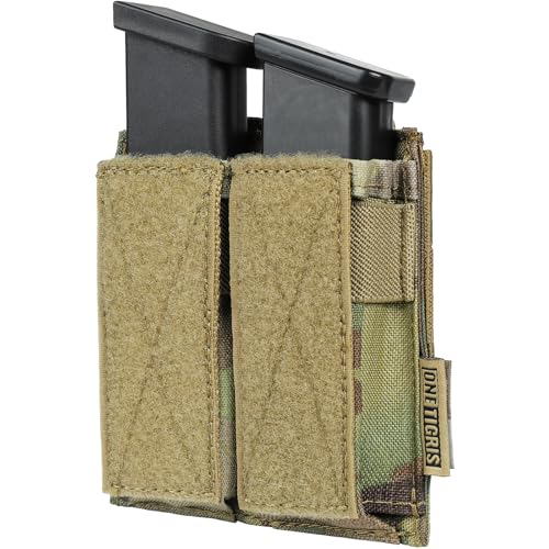 Image of OneTigris Tactical Double Pistol Mag Pouch,Open-Top Molle Mag Pouch for 9mm M4 /M16 /AR /AK, Magazine Pouch with Quick Release Insert