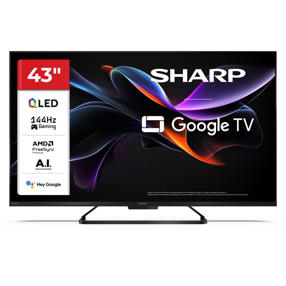 Sharp 43 Pollici QLED 4K Ultra HD Google TV™ Dolby Vision IQ™ Dolby Atmos DTS:X Processore IA 43HR7265E (HR Series)