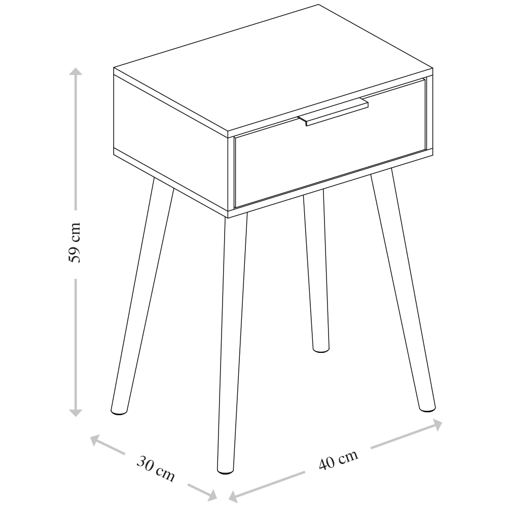 Kesper | stolik nocny, materiał: płyta pilśniowa z certyfikatem FSC, wymiary: 40 x 30 x 59 cm, kolor: biały | 15970
