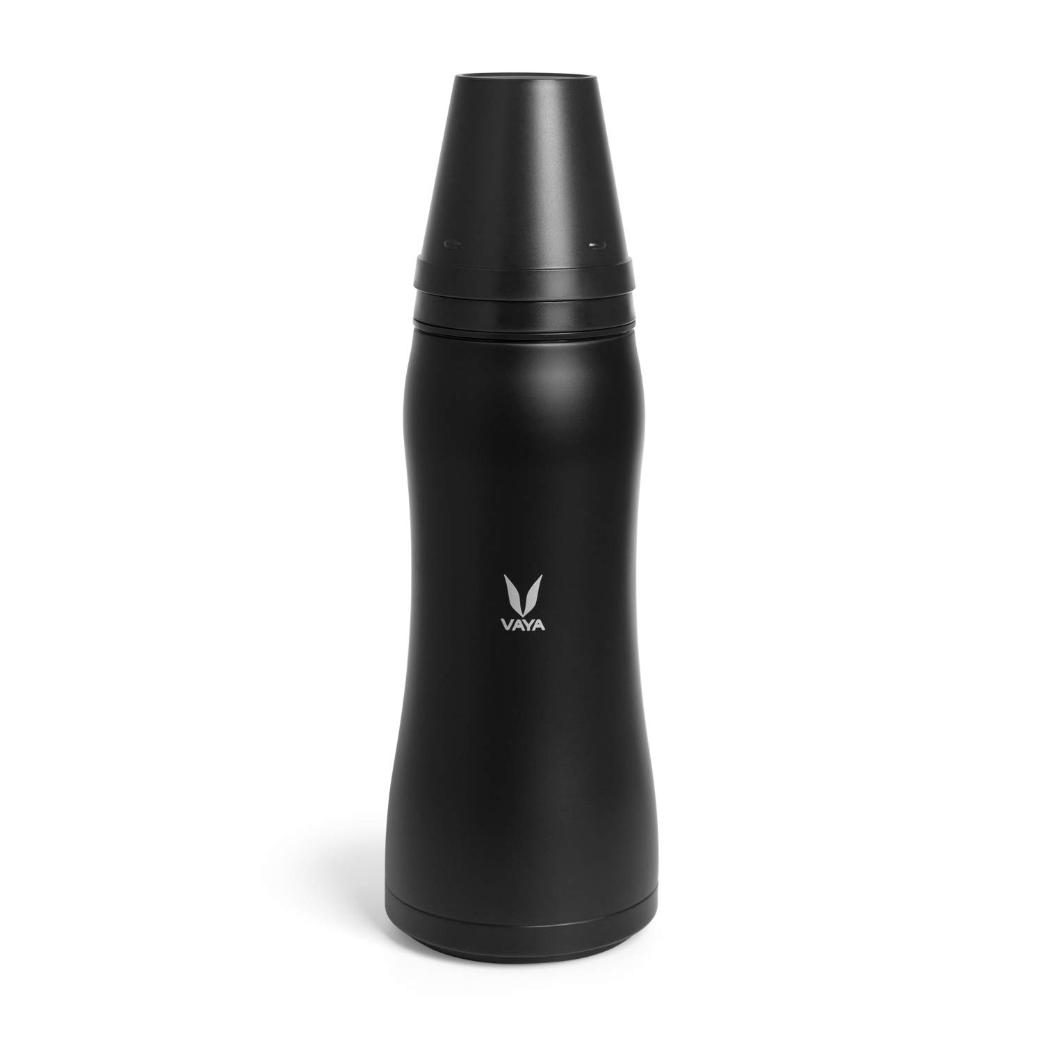 VAYA DRYNK Max 900 ml - Vacuum Insulated Stainless Steel Thermos Flask Water Bottle (with Gulper lid and 2 Cups) - Black