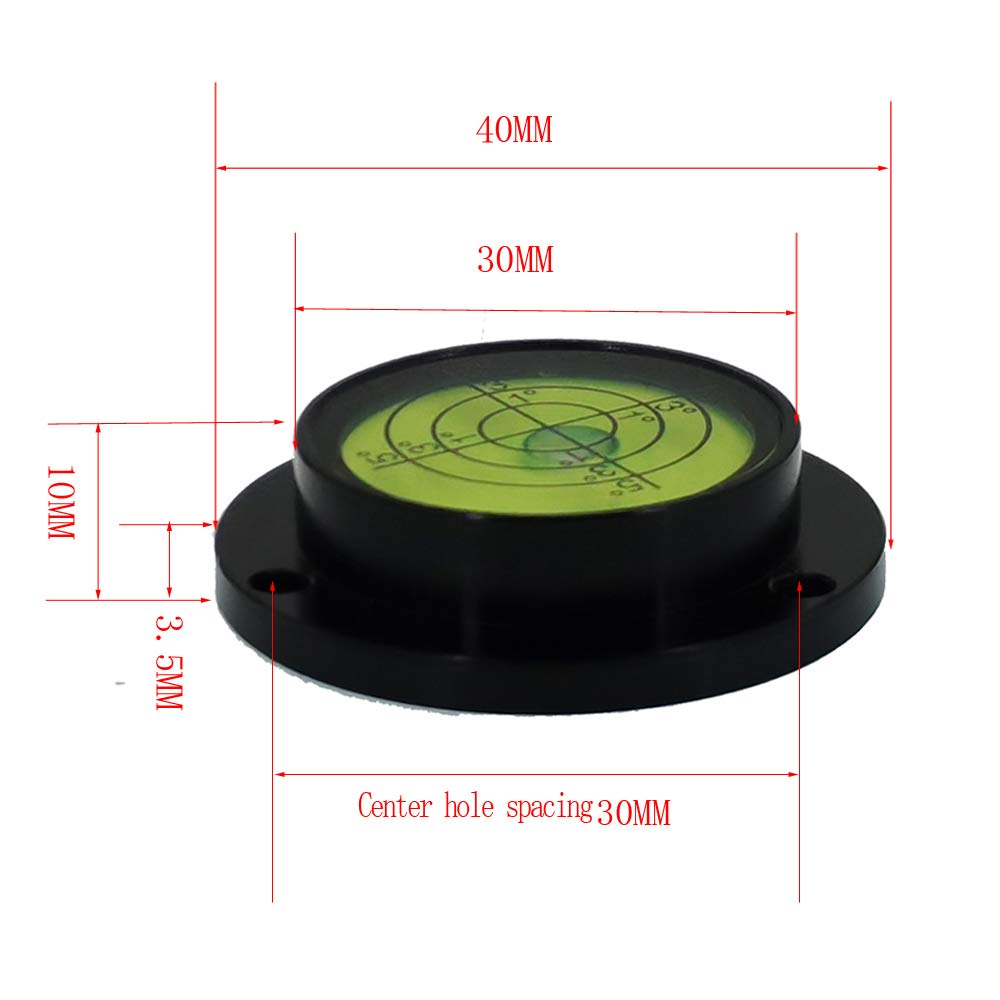 40x30x10mm universal nivel metal burbuja horizontal brida horizontal con pequeño agujero de montaje (Negro)