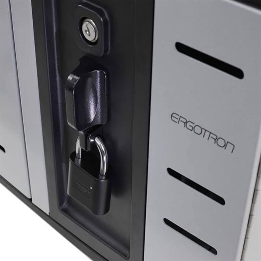 ERGOTRON Zip12 Charging Desktop Cabinet - Meuble de Rangement pour 12 tablettes/notebooks - Acier - Noir, Argent - Taille d'écran : jusqu'à 14 Pouces