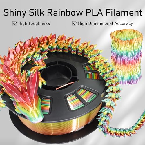 Image of Silk Multicolored Rainbow PLA 3D Printer Filament, 1.75mm PLA Fast Color Change 3D Printing Material, 1kg Spool (2.2lbs),for FDM 3D Printers